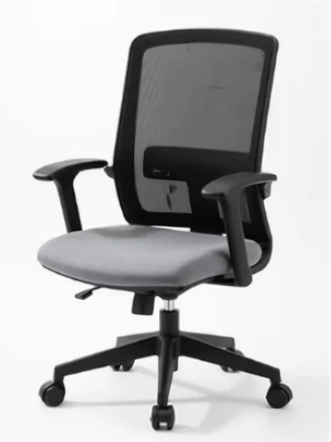Isonet: silla de oficina con respaldo de malla, apoyo lumbar y asiento tapizado en gris