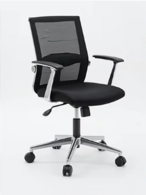 Spyker: silla de oficina con respaldo de malla y asiento tapizado en negro